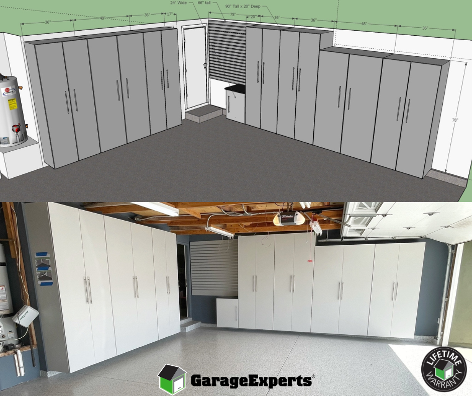 Mock up vision and then actual product of the garage design