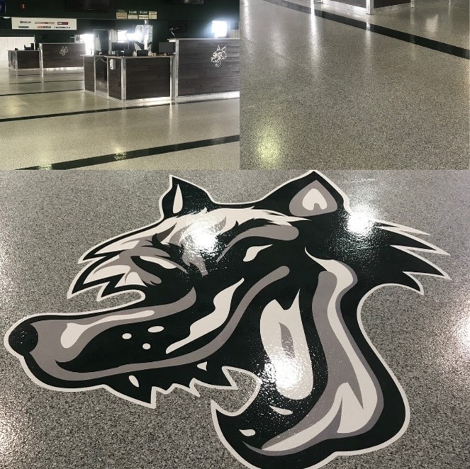 floor decal of a wolf