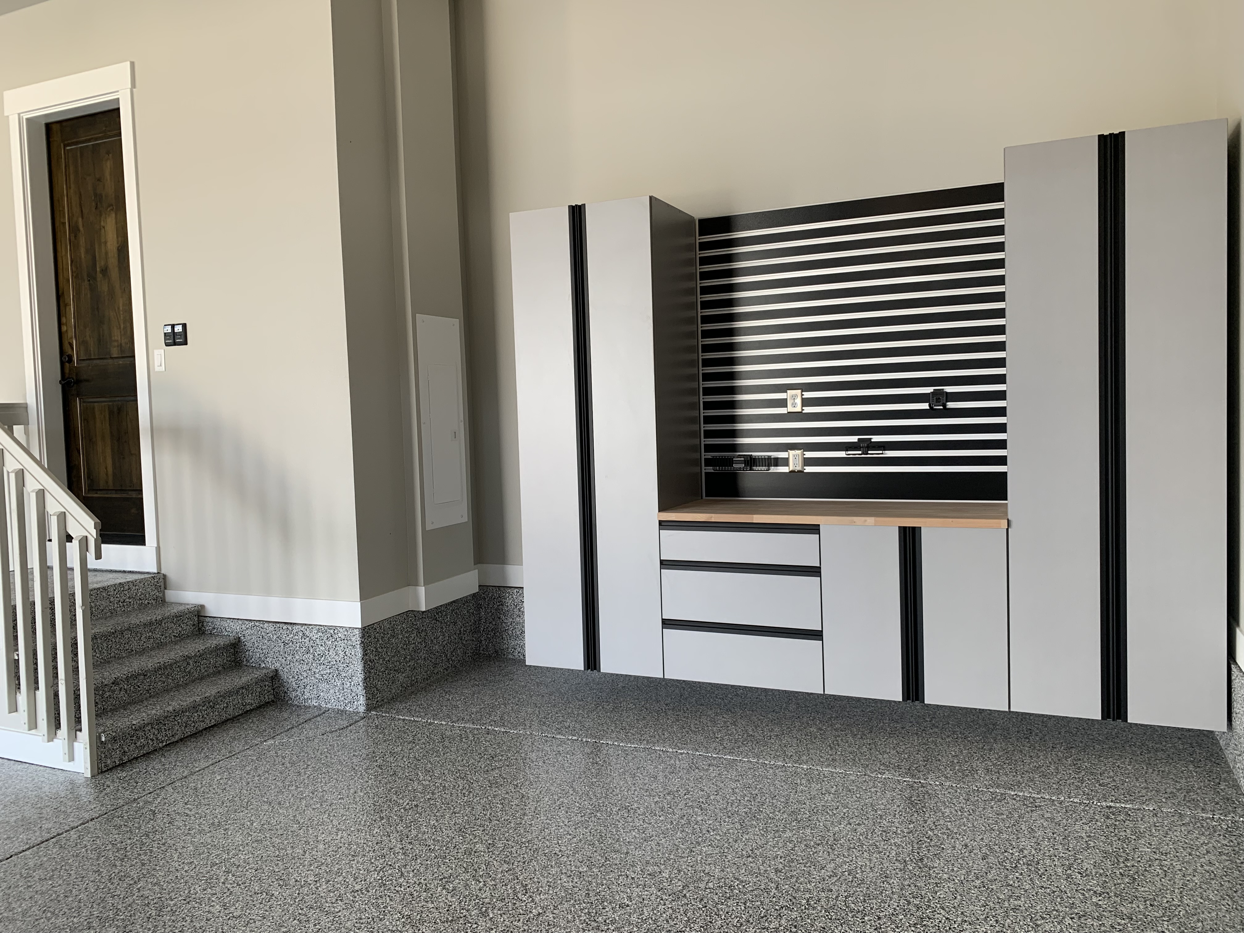 upgraded garage organization and flooring